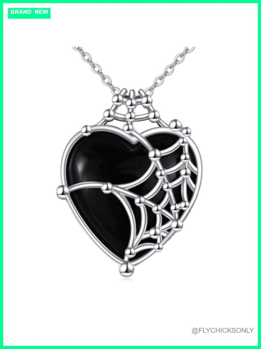 Spider Web Heart Pendant Necklace 925 Sterling Silver Chain Gift